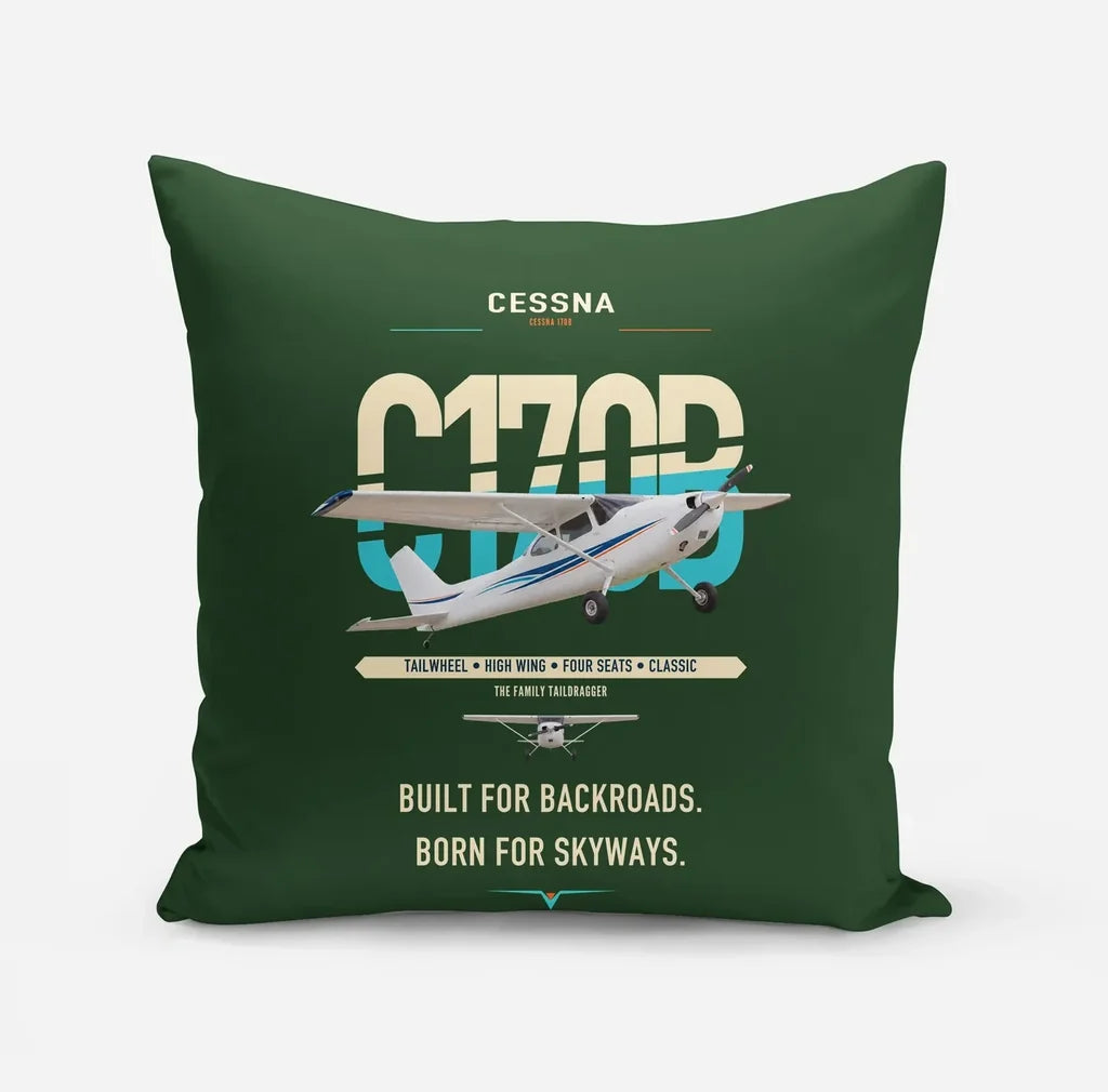 Cessna 170B design on dark green pillow