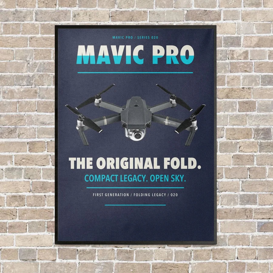 DJI Mavic Pro vertical canvas print - framed - navy blue background