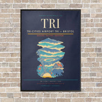 Thumbnail for Tri-Cities Airport TRI — Bristol vertical canvas print - framed - navy blue background