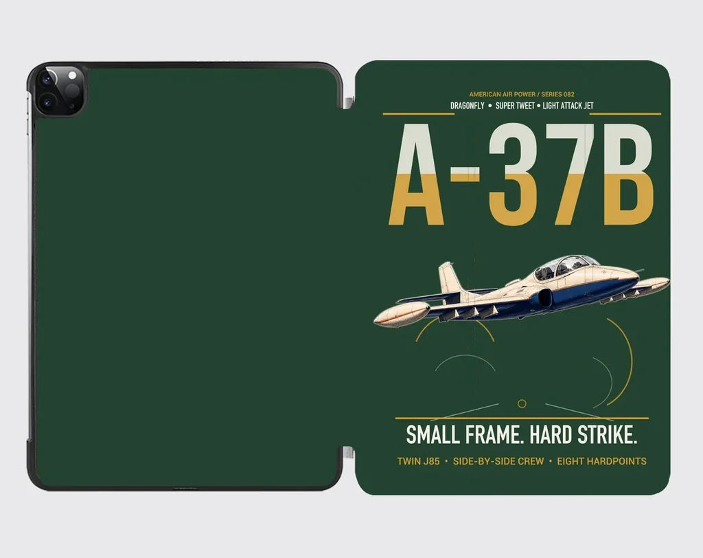 A-37B Dragonfly design on dark green ipad tablet case