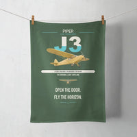 Thumbnail for Piper J-3 Cub design on dark green towel