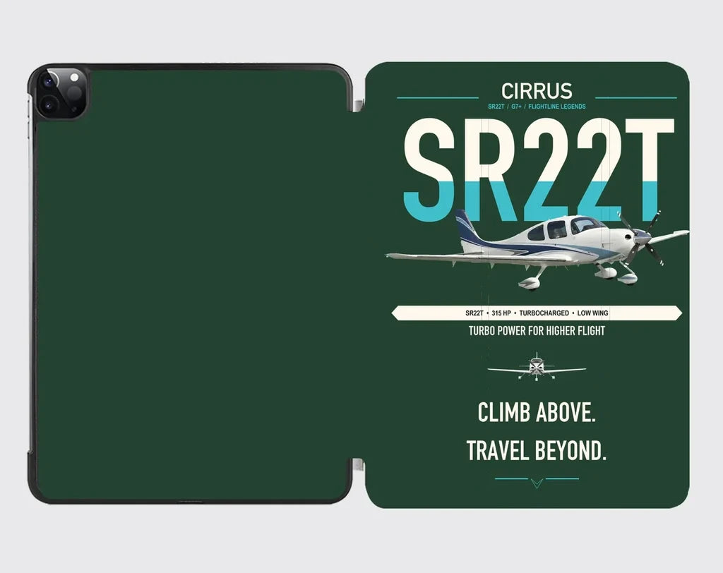 Cirrus SR22T design on dark green ipad tablet case