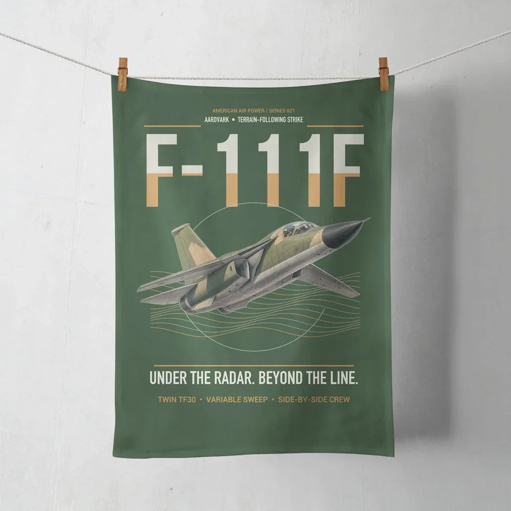 F-111F Aardvark design on dark green towel