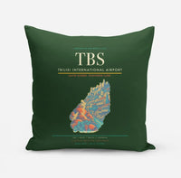 Thumbnail for Tbilisi International Airport (TBS) design on dark green pillow