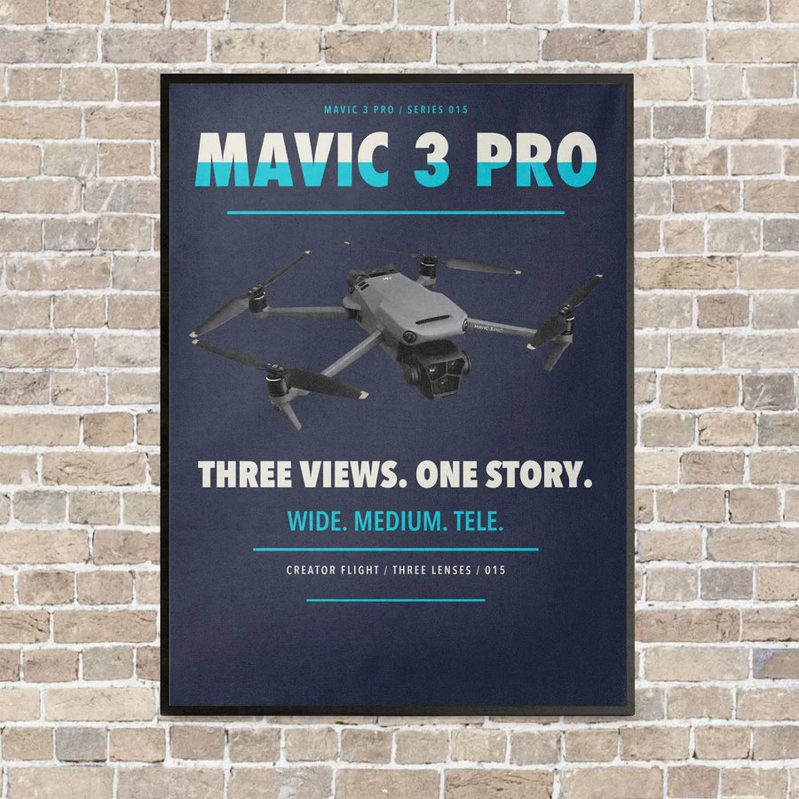 DJI Mavic 3 Pro vertical canvas print - framed - navy blue background