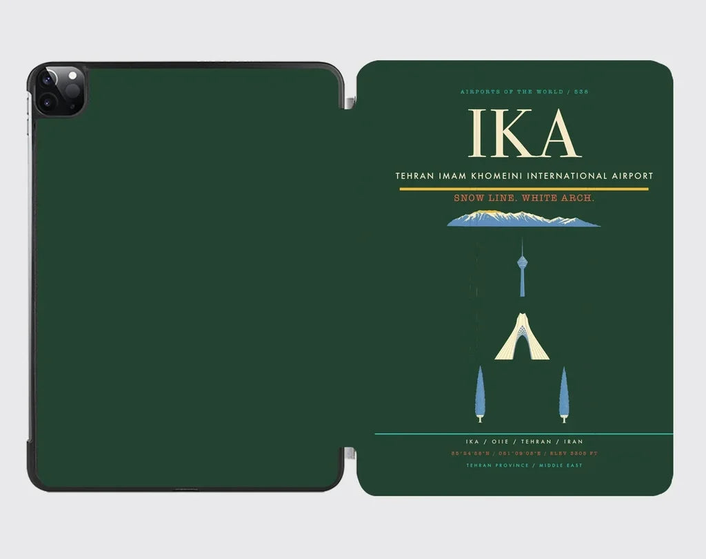 Tehran Imam Khomeini International Airport (IKA) design on dark green ipad tablet case