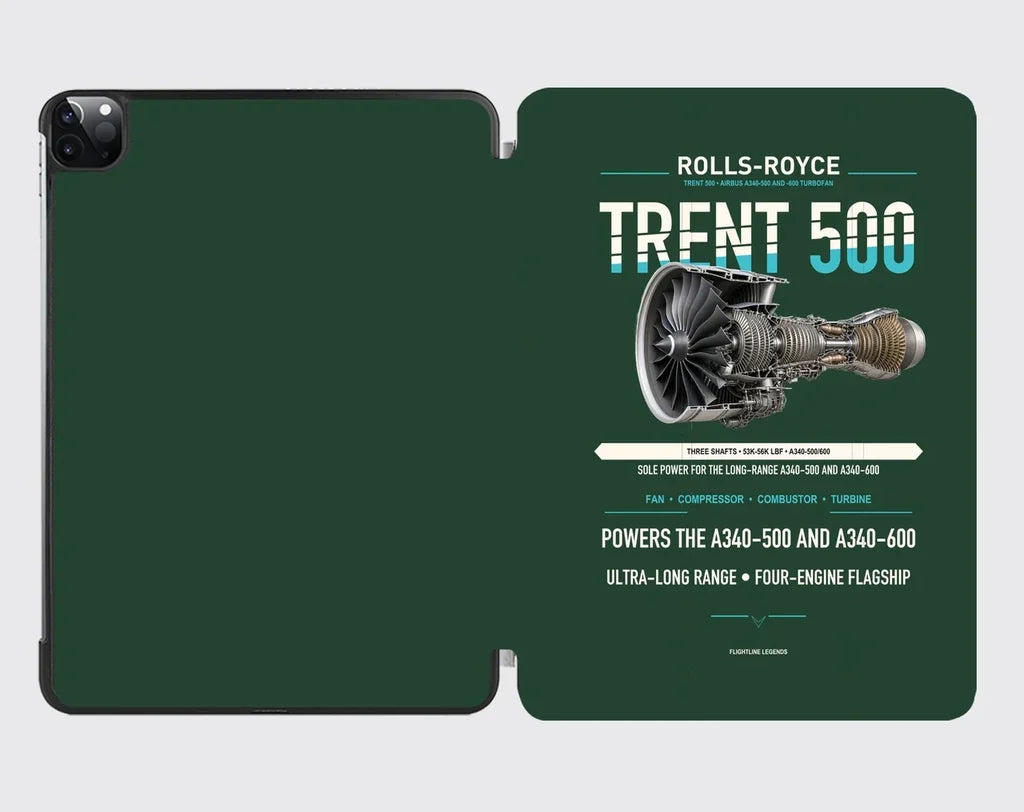 TRENT 500 design on dark green ipad tablet case