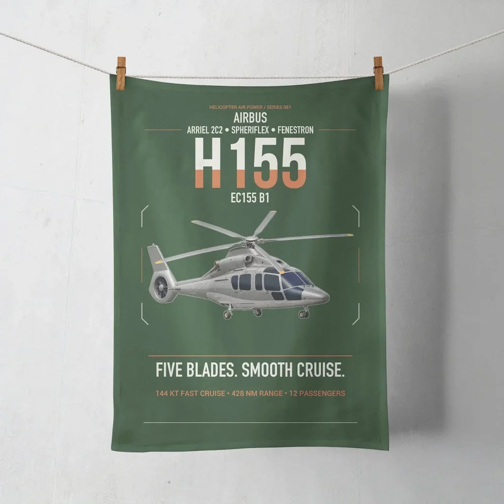 Airbus H155 EC155 B1 design on dark green towel