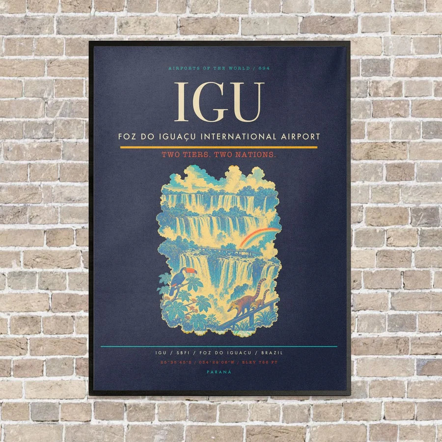 Foz do Iguaçu International Airport IGU vertical canvas print - framed - navy blue background