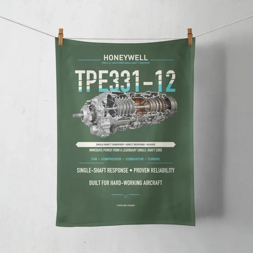 TPE331-12 design on dark green towel