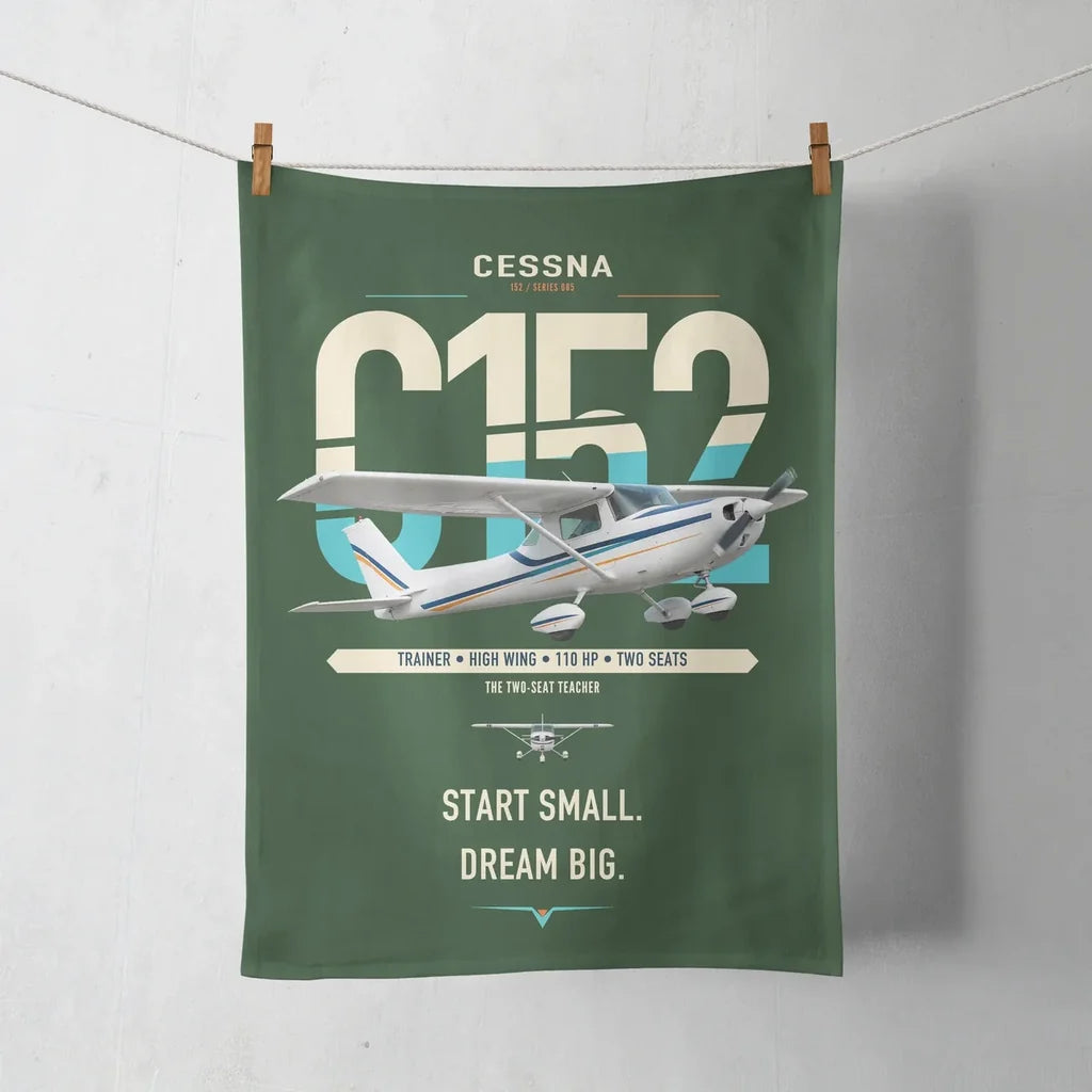 Cessna 152 design on dark green towel
