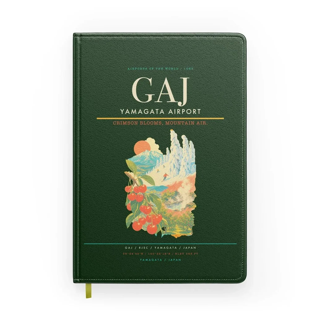 Yamagata Airport (GAJ) design on dark green notebook