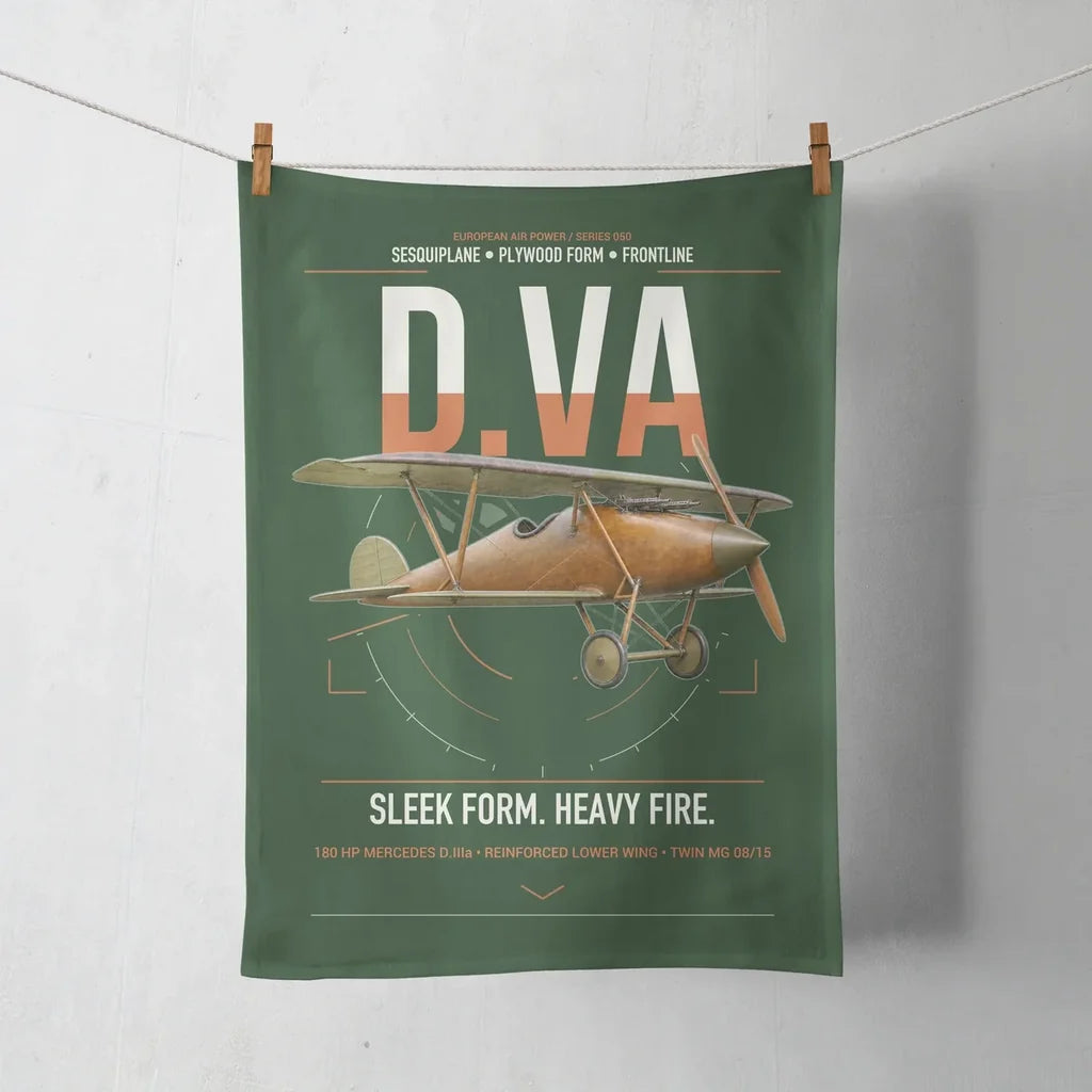 Albatros D.Va design on dark green towel