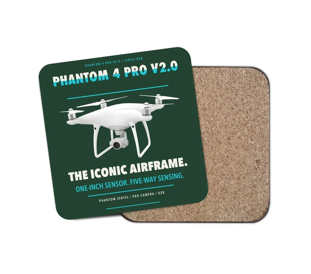 DJI Phantom 4 Pro V2.0 design on dark green 1 piece coaster