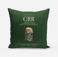 Thumbnail for Gerald R. Ford International Airport Grand Rapids (GRR) design on dark green pillow