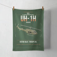 Thumbnail for Bell UH-1H Iroquois design on dark green towel