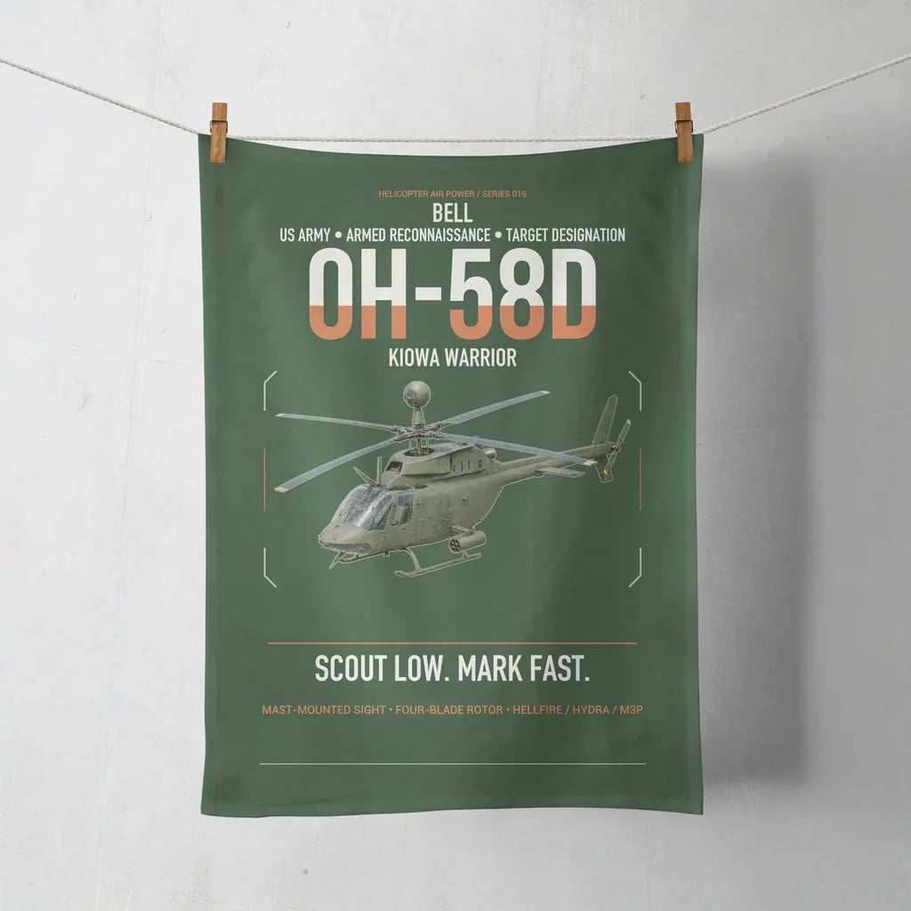 Bell OH-58D Kiowa Warrior design on dark green towel