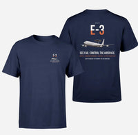 Thumbnail for E-3 Sentry AWACS design on navy blue double-side t-shirt, double-side print