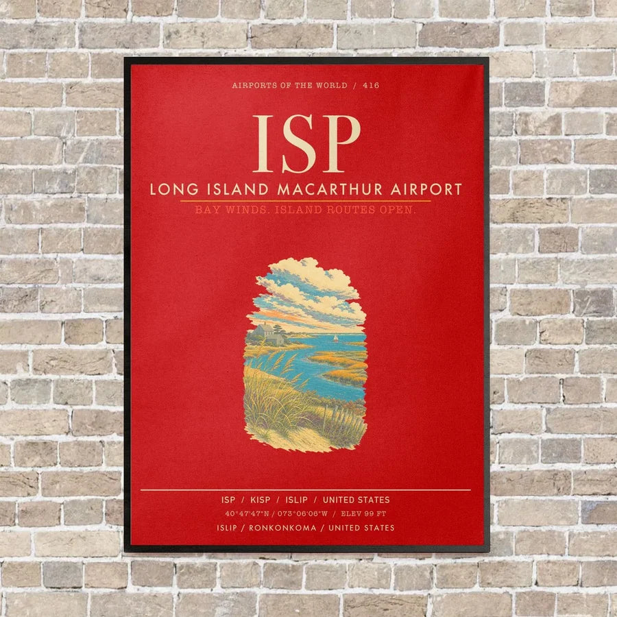 Long Island MacArthur Airport ISP - Canvas Framed - Red