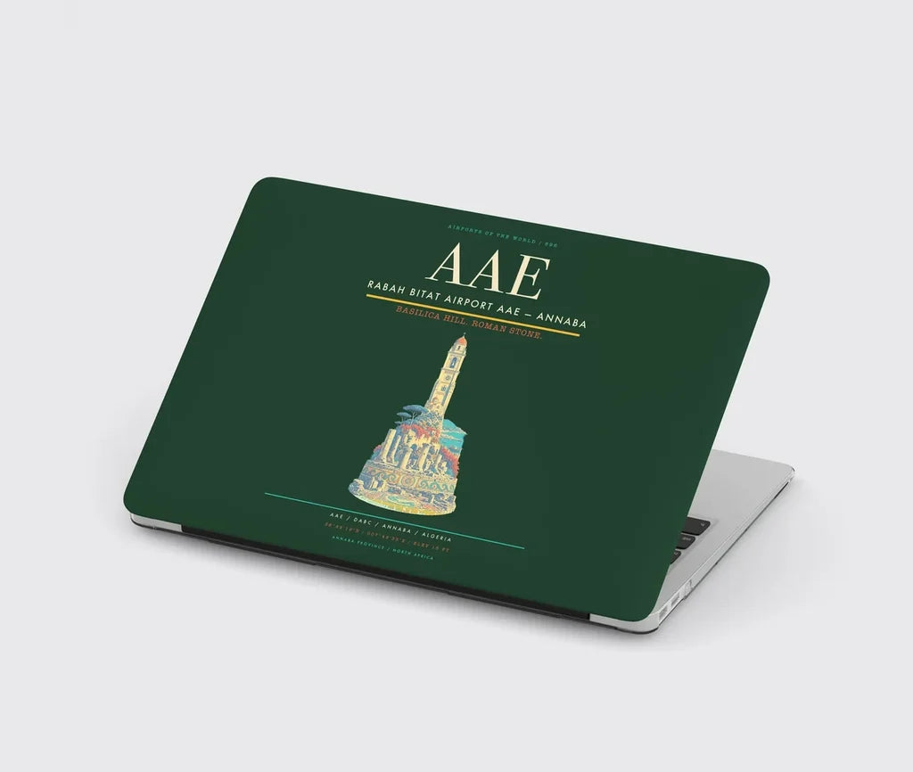 Rabah Bitat Airport (AAE) design on dark green MacBook case