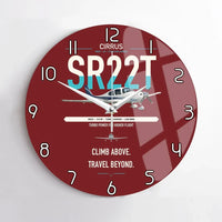 Thumbnail for Cirrus SR22T design on dark red no frame wall clock
