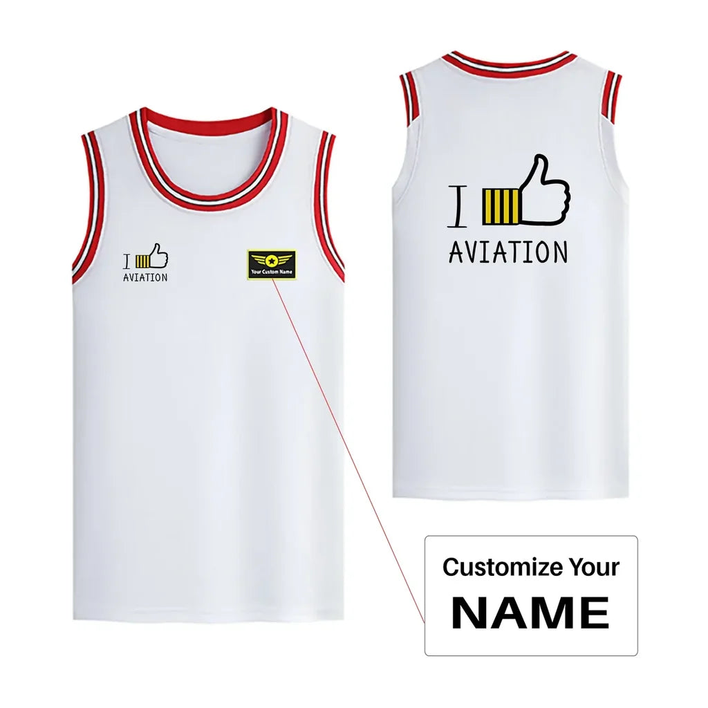I Like Aviation Designed Basketball Style Sports Tank Tops - view 13