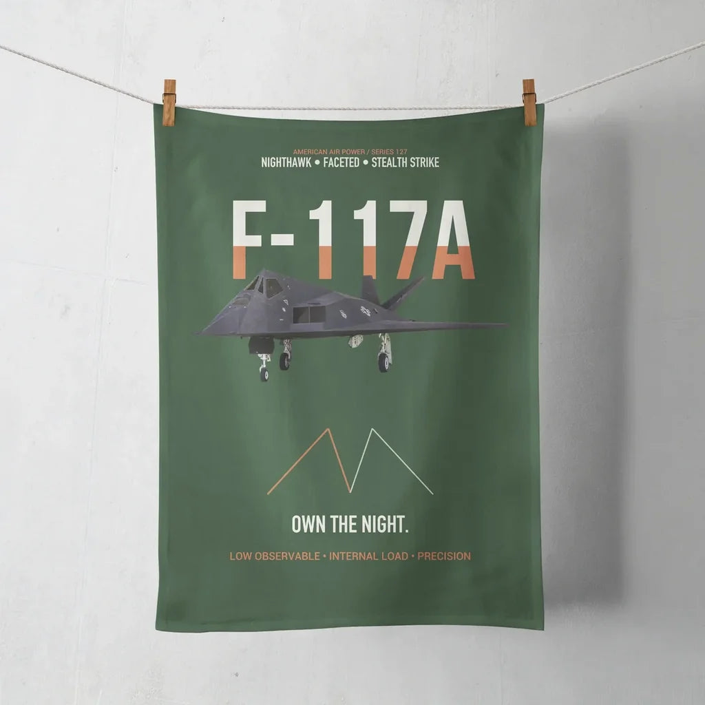F-117A Nighthawk Own The Night design on dark green towel