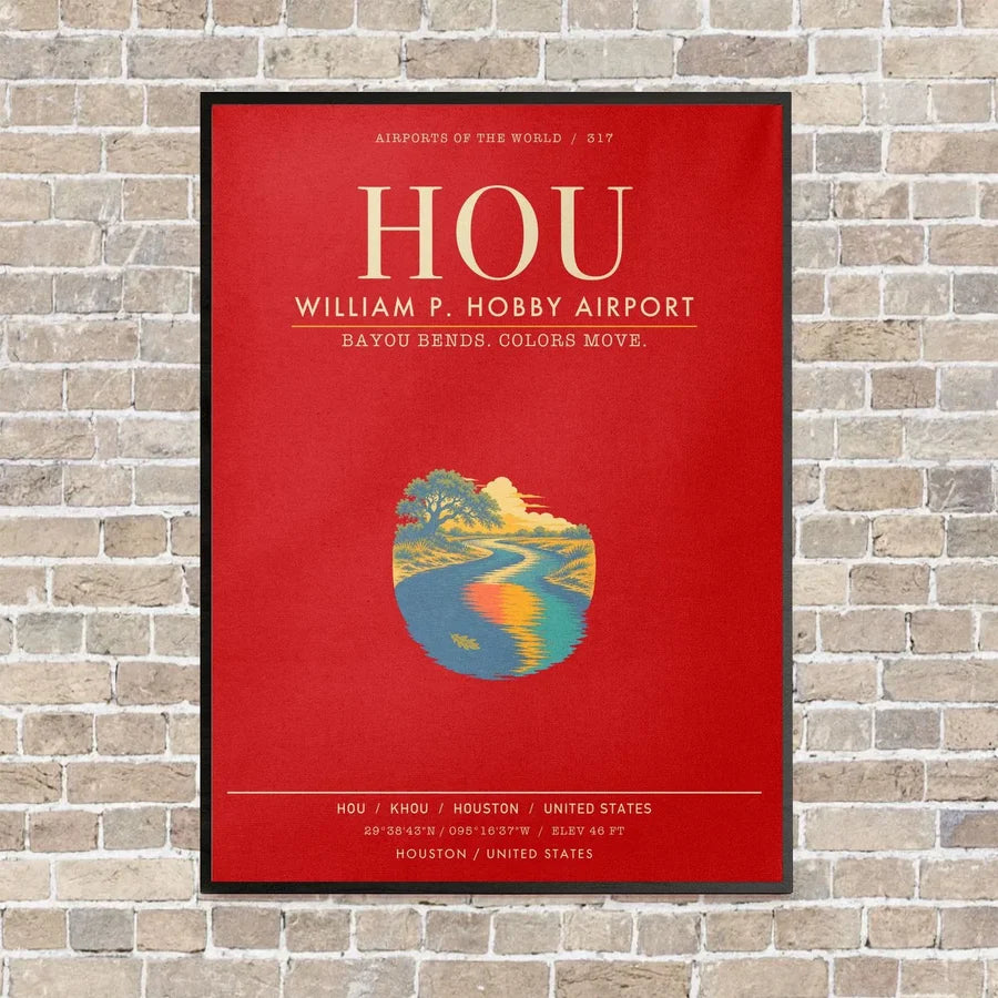 William P. Hobby Airport HOU - Canvas Framed - Red