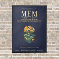 Thumbnail for Frederick W. Smith International Airport Memphis MEM vertical canvas print - framed - navy blue background