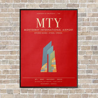 Thumbnail for Monterrey International Airport MTY - Canvas Framed - Red
