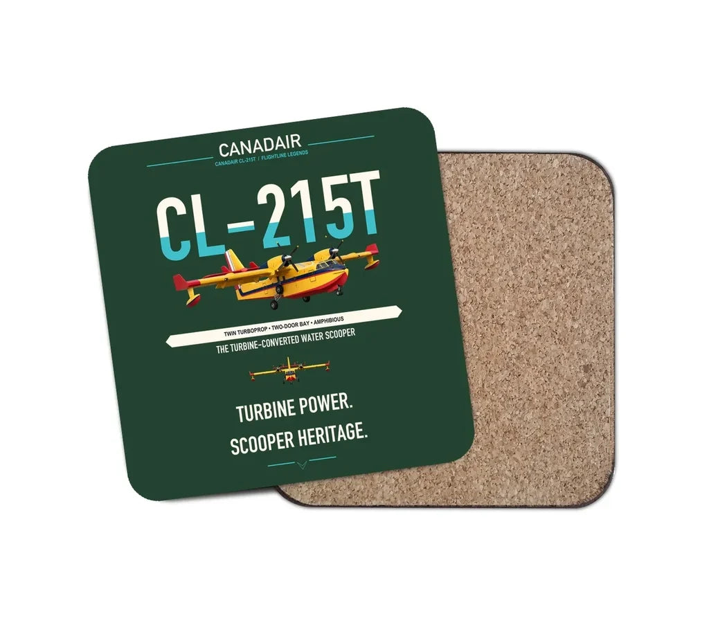 Canadair CL-215T design on dark green 1 piece coaster