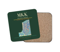 Thumbnail for Molokai Airport (MKK) design on dark green 1 piece coaster