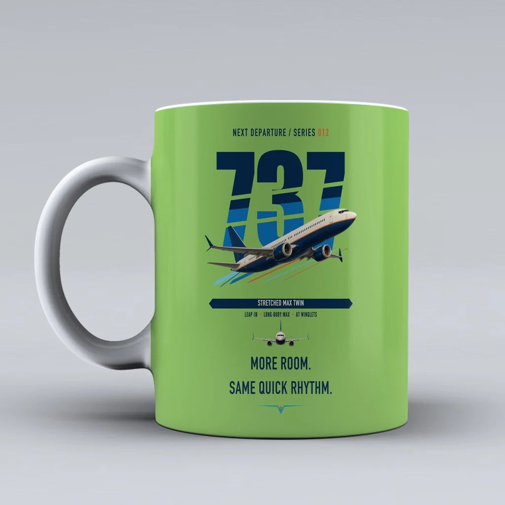 Boeing 737 MAX 9 double-side print on light green ceramic mug