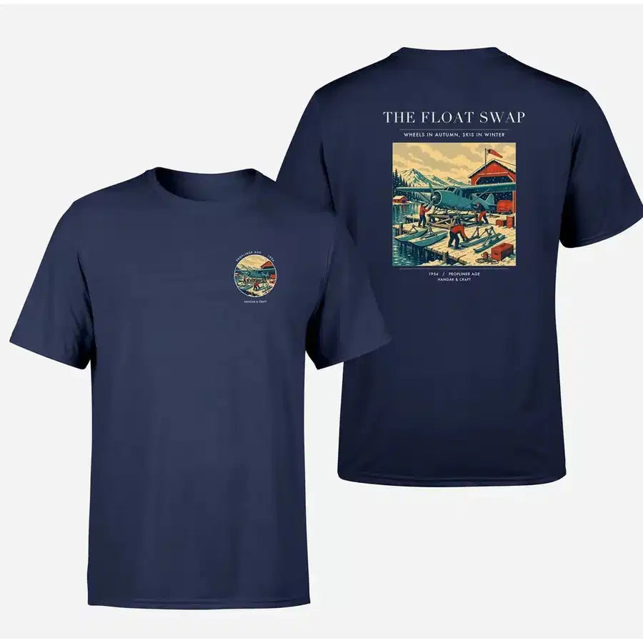 VINTAGE G4175 - The Float Swap - Double-Side T-Shirt design on navyblue double side t shirt