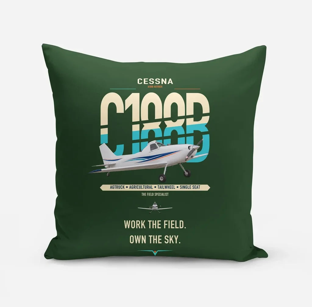 Cessna A188B AgTruck design on dark green pillow
