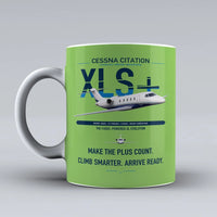 Thumbnail for Cessna Citation XLSPlus design on light green ceramic mug, double-side print