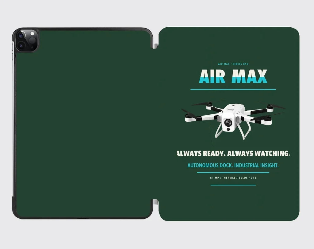 Percepto Air Max design on dark green ipad tablet case