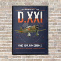 Thumbnail for Fokker D.XXI — Dutch LVA aircraft 221 vertical canvas print - framed - navy blue background