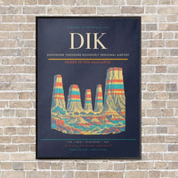 Thumbnail for Dickinson Theodore Roosevelt Regional Airport DIK vertical canvas print - framed - navy blue background