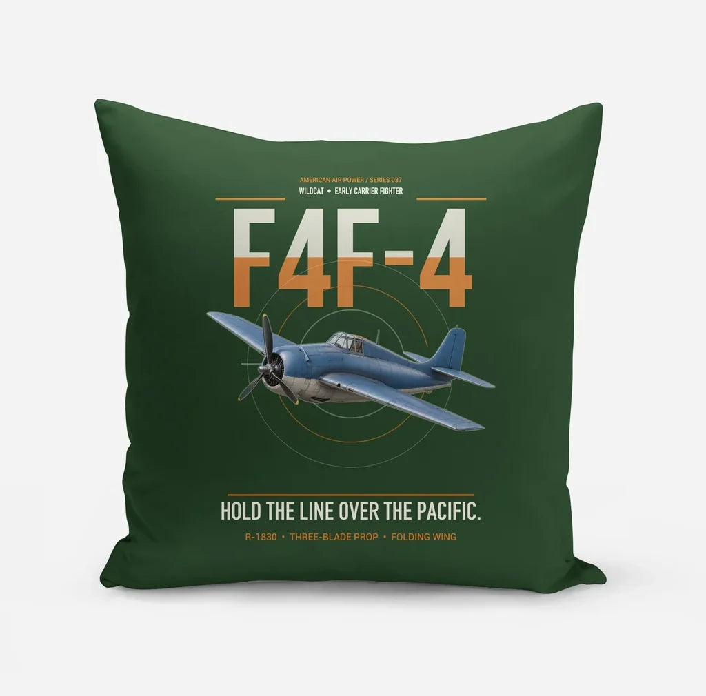 F4F-4 Wildcat design on dark green pillow