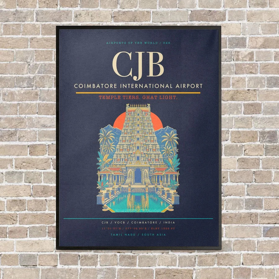 Coimbatore International Airport CJB - Canvas Framed - Navy Blue