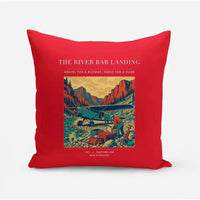 Thumbnail for VINTAGE G4193 - The River Bar Landing - Designed Pillows design on red