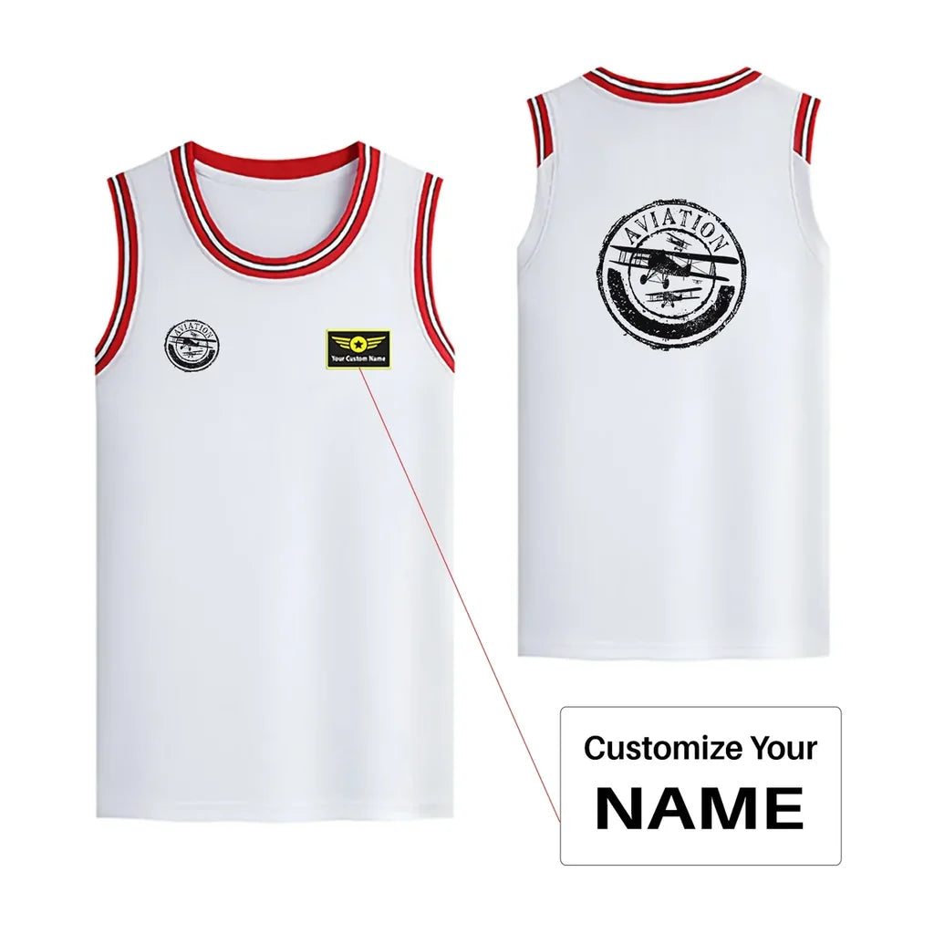 Aviation Lovers Designed Basketball Style Sports Tank Tops - view 13