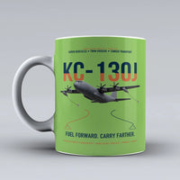 Thumbnail for KC-130J SUPER HERCULES design on light green ceramic mug, double-side print