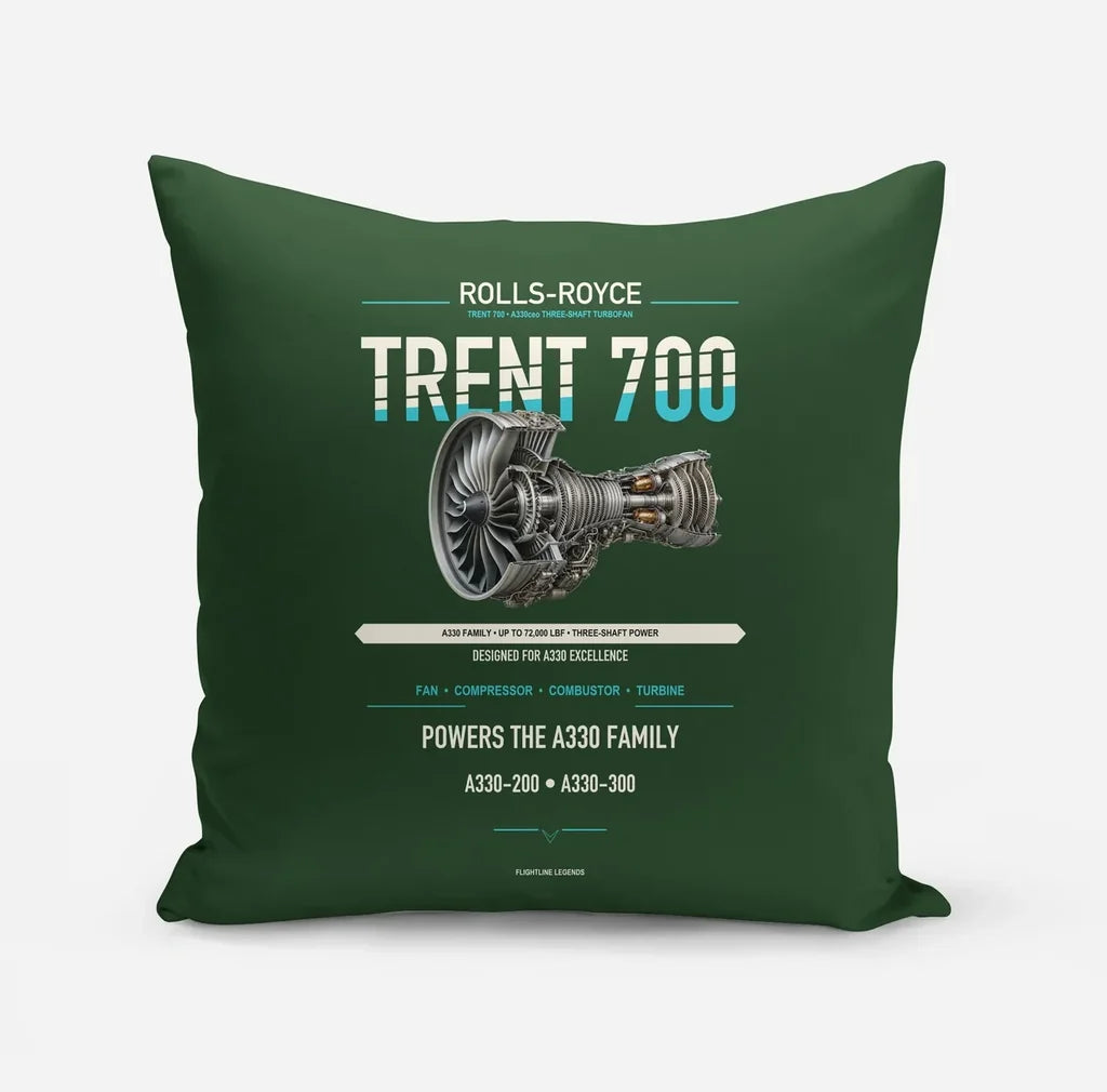 TRENT 700 design on dark green pillow