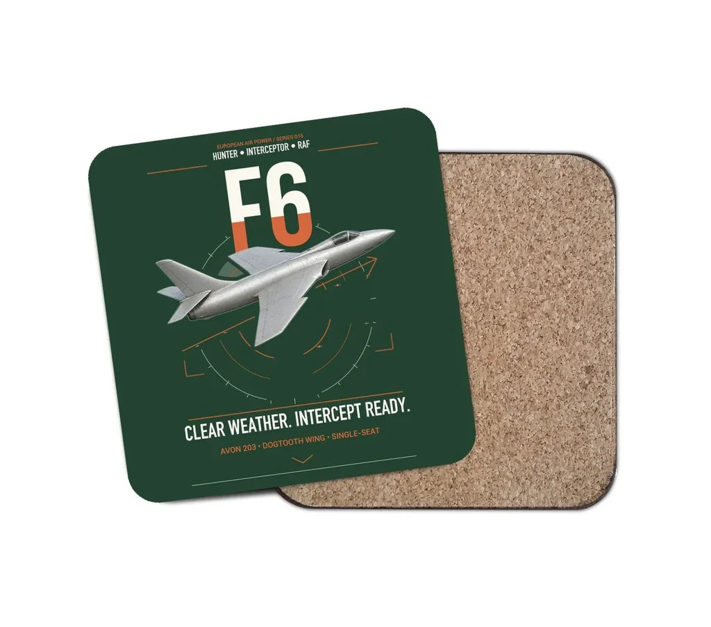 Hawker Hunter F6 design on dark green 1 piece coaster