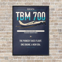 Thumbnail for Socata TBM 700 vertical canvas print - framed - navy blue background
