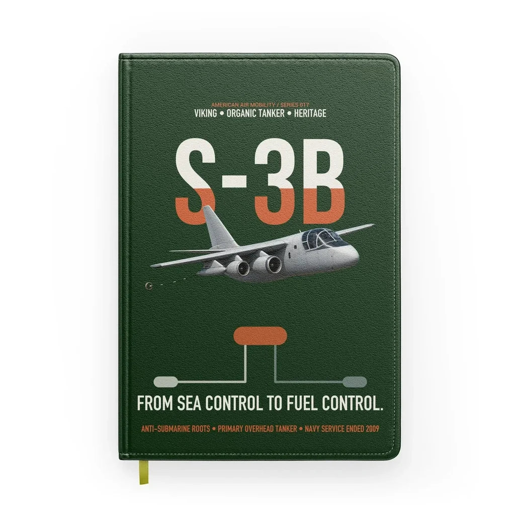 S-3B Viking design on dark green notebook