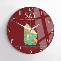 Thumbnail for Olsztyn-Mazury Airport (SZY) design on dark red no frame wall clock