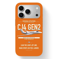 Thumbnail for Cessna Citation CJ4 Gen2 design on orange magsafe iphone case, for iPhone 17 Pro